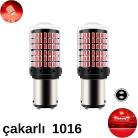 Resim Carub Ampul 12v 1016 144 Led Şeffaf Oto Geri Vites Ampulü Fren Stop Lambası Düz Çakarlı Kırmızı Br0404051 