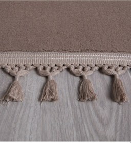 Resim Simirna Ponpon Saçaklı Peluş Yıkanabilir Kaymaz Banyo Paspası 2'li Klozet Takımı Vizon Vizon 