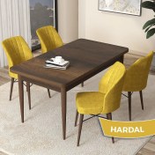 Resim Canisa Concept Arp Serisi, Barok Ahşap Desen 70 x 110 cm Sabit Mutfak Masası Takımı, 4 Sandalye 