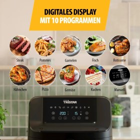 Resim Gözlem Pencereli Tristar Sıcak Hava Fritözü - 10 Pişirme Programı - Yapışmaz Kaplama - Aşırı Isınma Koruması - 7,5 L - 1700 W - FR-9039 