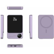 Resim Yaozixa 5000mah Mor Metal Ultra İnce Magsafe Manyetik Powerbank Pd20w Çift Yönlü Hızlı Şarj 
