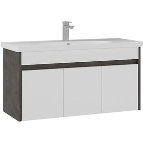 Resim Orka Aydos 100 Cm Retro Gümüş/beyaz Banyo Dolabı Alt Modül Ve Lavabo Beyaz 
