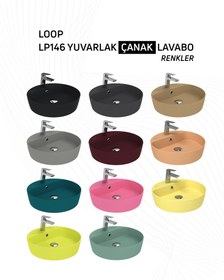 Resim Loop 45cm Masa Üstü Çanak Lavabo Extra Şeftali Tüyü 