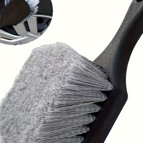 Resim 1 adet Yumuşak Fırça Araba Yıkama Fırçası - Kol ve Lastik Temizliği, Dayanıklı Plastik Sap, Deri, Jantlar ve Lastikler Temizliği için Çizik Olmayan Otomobil Detay Temizleme Aracı, Araba Temizleme Malzemeleri 
