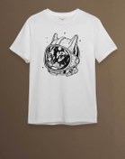 Resim Kendim Seçtim Beyaz Unisex Kedi Kozmonot Meow Astronot Cat Nasa Uzay Baskılı T-shirt 