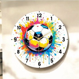 Resim Futbol Top Renkli Baskı Desenli Sayılı Hediyelik Ahşap Sessiz Tablo Duvar Saati 109 Renkli 