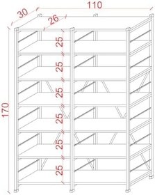 Resim ASRA TREND Kül Gri METALK02 6 Raflı İkili Metal Kitaplık 110 cm Genişlik Endüstriyel Modern Kütüphane%100 MDFLAM Raf Ünitesi 