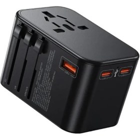 Resim Seyahat Priz Dönüştürücü Adaptör, 45W Şarj Cihazı, 2x USB Girişi, 3x Type-C Girişi, Uluslararası Güç Adaptörü, Us, Uk, Eu, Au Evrensel Uyum 