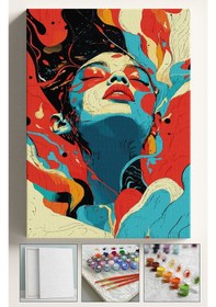 Resim Sayılarla Boyama Seti Numaralı Tuval Fırça Boya Dahil Kasnaklı Set 40x50 Cm - Bohem Kadın 