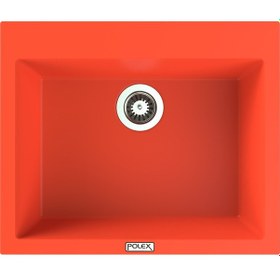 Resim Polex Cristalüx Granit Evye P-X60 Turuncu Tezgah Altı Ve Tezgah Üstü Kare Mutfak Evyesi 60x50 CM 