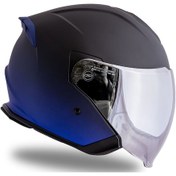 Resim Palio 2.0 Deepsky Mat Siyah-navy Mavi Güneş Vizörlü Açık Kask C3 Siyah 