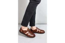 Resim Fast Step Hakiki Deri Erkek Klasik Sandalet 819MA025 