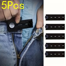 Resim 5 Adet Elastik Bel Genişletici, Ayarlanabilir Kot Pantolon Düğme Genişletici, Erkek ve Kadınlar için DIY Giysi Aksesuarları 