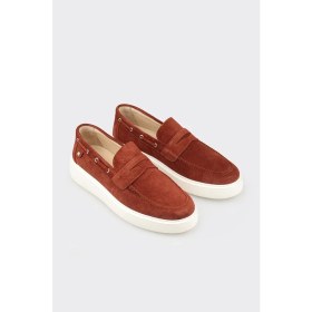 Resim Elle Nar Deri Erkek Günlük Loafer 
