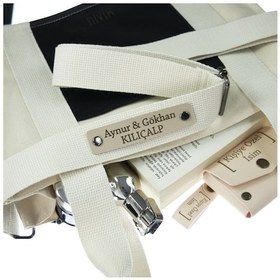 Resim Miaju Krem Renk, Kişiye Özel, Crossbody Çanta Askısı, Ayar Tokalı Pamuklu, 220 Cm Uzun Çanta Kayışı Krem 