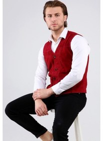 Resim Erkek Hakiki Deri Süet Yelek (545089538) 