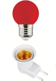 Resim Genel Markalar Açma Kapama Anahtarlı Duy Fişli + 1w Tasarruflu Renkli E27 Led Gece Lambası Kırmızı 