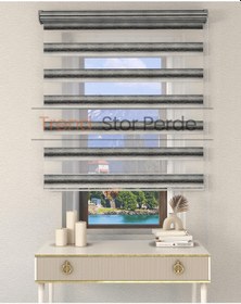 Resim Siyah Yeşil Geçişli Etek Dilimsiz Zebra Stor Güneşlik Perde Siyah-yeşil 