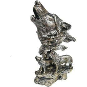 Resim Dekoratif Uluyan Kurt Heykel Biblo 