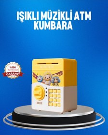 Resim Çocuklar İçin Sarı Elektronik Şifreli Para Biriktirme Kumbarası 