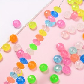 Resim 200 adet 8 mm Işık Yayan Akrilik Boncuk, Düz Aralayıcı Boncuklar DIY Bilezik Takı Yapımı, Parti Süslemeleri ve Hediye Aksesuarları için - Canlı Renkler (Pembe, Sarı, Yeşil, Mavi, Mor), Boncuk Düğümü 