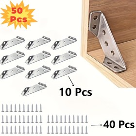 Resim 50 adet Paslanmaz Çelik Açı Destekleri Seti - 90° Köşe Destekleyici, Vidalarla Kolay Kurulum, Mobilya ve Ahşap Çerçevelerin Güçlendirilmesi İçin, Dayanıklı ve Paslanmaya Dayanıklı, İnşaat İçin Destekler 