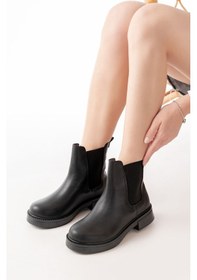 Resim 02-2137 Siyah Lastikli Günlük Kadın Bot Acı Kahverengi 