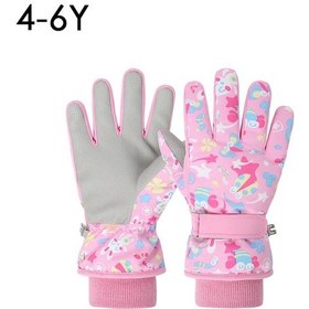 Resim Kış Çocuk Kayak Eldivenleri Kalınlaşmak Su Geçirmez Çocuk Eldiven Snowboard 4-6y Pink 4-6y Pink 