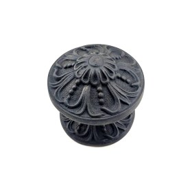 Resim Skygo Antika Tarz Dekoratif Pirinç Çiçekli Kapı Tokmağı - 80 mm Çap, Oksit 