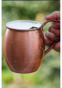 Resim Bakır Kupa Bardak Tombul Model 2'li Mat Bakır Renk 