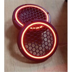Resim 16CM Kırmızı Neon Işıklı Hoparlör ve Midrange Kapağı 1takım (2ADET) 