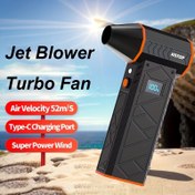 Resim Kompakt Yüksek Hızlı Turbo Jet Fan - USB Şarj Edilebilir Mini Üfleyici, 10000mAh Pil, Type-C Port, Klavye Temizliği, Açık Hava Kampı, Araba Kurutma için | Şık Siyah & Turuncu Tasarım, Taşınabilir Şarj Edilebilir Fan 