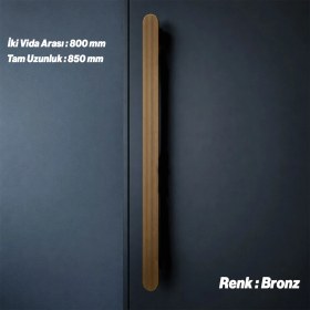 Resim Badem10 Anzer Çizgili Bronz Modern Çekmece Kulp 800 mm Dolap Kapak Kulbu Metal Gövde Uzun Tasarım 
