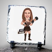 Resim Güçlü ve Karizmatik Kadın Karikatürlü Taş Blok 