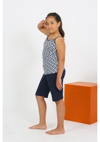 Resim Akbeniz Kız Çocuk İp Askılı Şortlu Penye Lacivert Pijama Takım 20430 