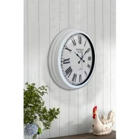 Resim Bahat Tedarik Salon Ofis Duvar Saati Beyaz Alüminyum Metal Çerçeve 40 cm 