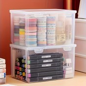 Resim Glam Stil Büyük Kapasiteli Dayanıklı Plastik Organizer Kutu, Çok Amaçlı Masaüstü Depolama, Dikdörtgen Şekil, Defterler, Renkli Kalem ve Markörler, Ofis, Okul ve Ev, Takı Koleksiyonu için 