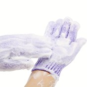 Resim 1 adet Mor Beş Parmaklı Peeling Banyo Eldiveni - Derinlemesine Temizlik & Masaj için Dokulu Scrub Eldiven, Spa & Duş Kullanımı için İdeal 