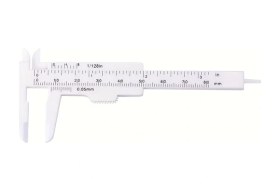 Resim Gateesat Beyaz 3.15 İnç Mini Plastik Sürgülü Kumpas Çift Skala Cetvel 