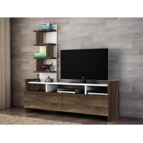 Resim Dekorister Aldora Kitaplıklı Tv Ünitesi Beyaz-ceviz 