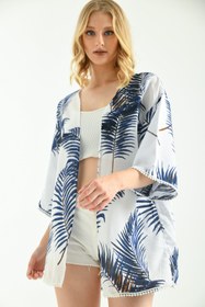 Resim VOLT CLOTHİNG Kadın Palmiye Güpür Detaylı Viskon Kimono 