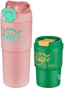 Resim Vagonlife 2'li Çelik Termos-Kahve Bardağı Seti 750ML Çift Kullanım Termos//450ML Mug Kahve Bardağı 