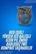 Resim Techno Stock Siyah Bluetooth Hoporlör Baykuş Speaker Bluetooth 5.0 Bağlantılı 