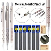 Resim 0.5/0.7/0.9mm Metal Desen Çizim Otomatik Kalem Seti, Yazma Çizim Aktivitesi Kalem Ofis okul Kırtasiye malzemeleri | Okula Dönüş | Ucuz Okul Malzemeleri | Giriş Hediyeleri (2 kalem + 10 kutu kurşun çekirdekleri + 3 silgi) 