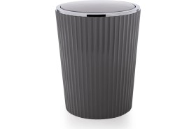 Resim Şık Gri ve Krom Renkli Banyo Mutfak Çöp Kovası 