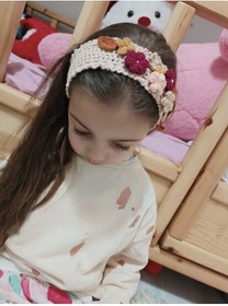 Resim MasHal Handmade Örgü Çiçekli Bağlamalı Bebek/çocuk Bandana. 