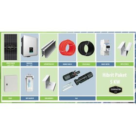 Resim On Grid Öztüketim 5 Kw Kva Trifaze Solar Güneş Paneli Paket Sistemi 