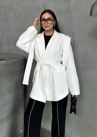 Resim msm fashion Kadın Oversize Blazer Ceket Kuşaklı Omuz Detaylı 