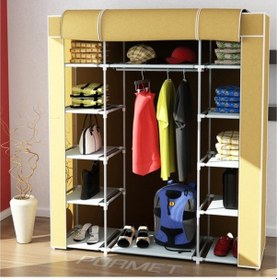 Resim Arvenlive Çelik Profilli Bej Renk Bez Dolap, Kumaş Gardırop 