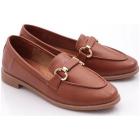 Resim Dgn 1853 Kadin Oval Burun Loafer Ayakkabi Koyu Taba 